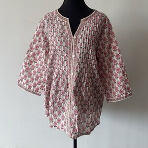 Ella Simone Floral Print 100% Cotton Pajama Top ONLY Size Medium Cottagecore NEW